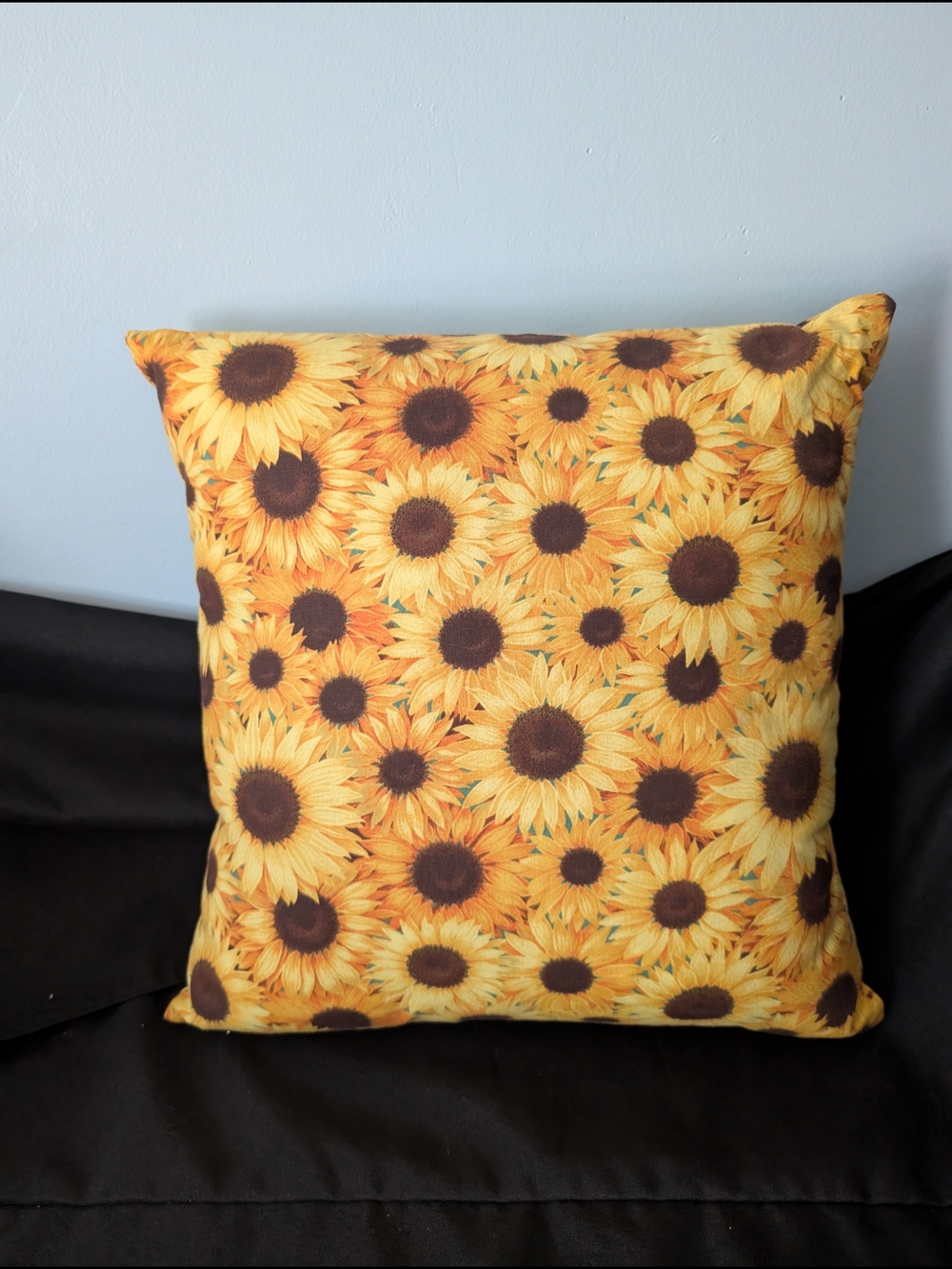 Hand Crafted 16X16 Sunflower Print Decorative Throw Pillow